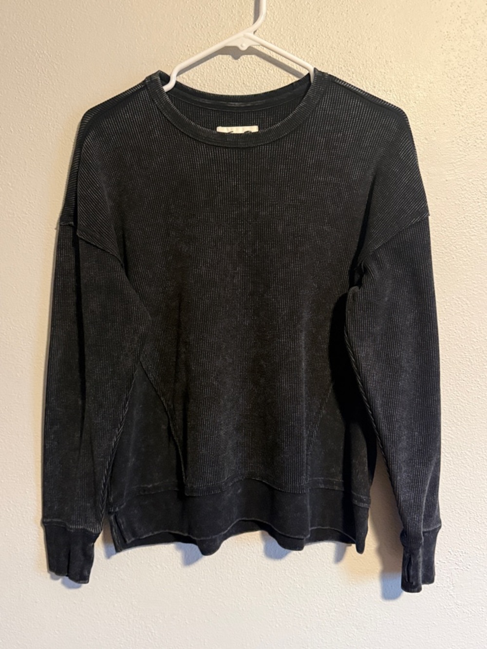 Seven7 Waffle Knit Henley Distressed Shirt